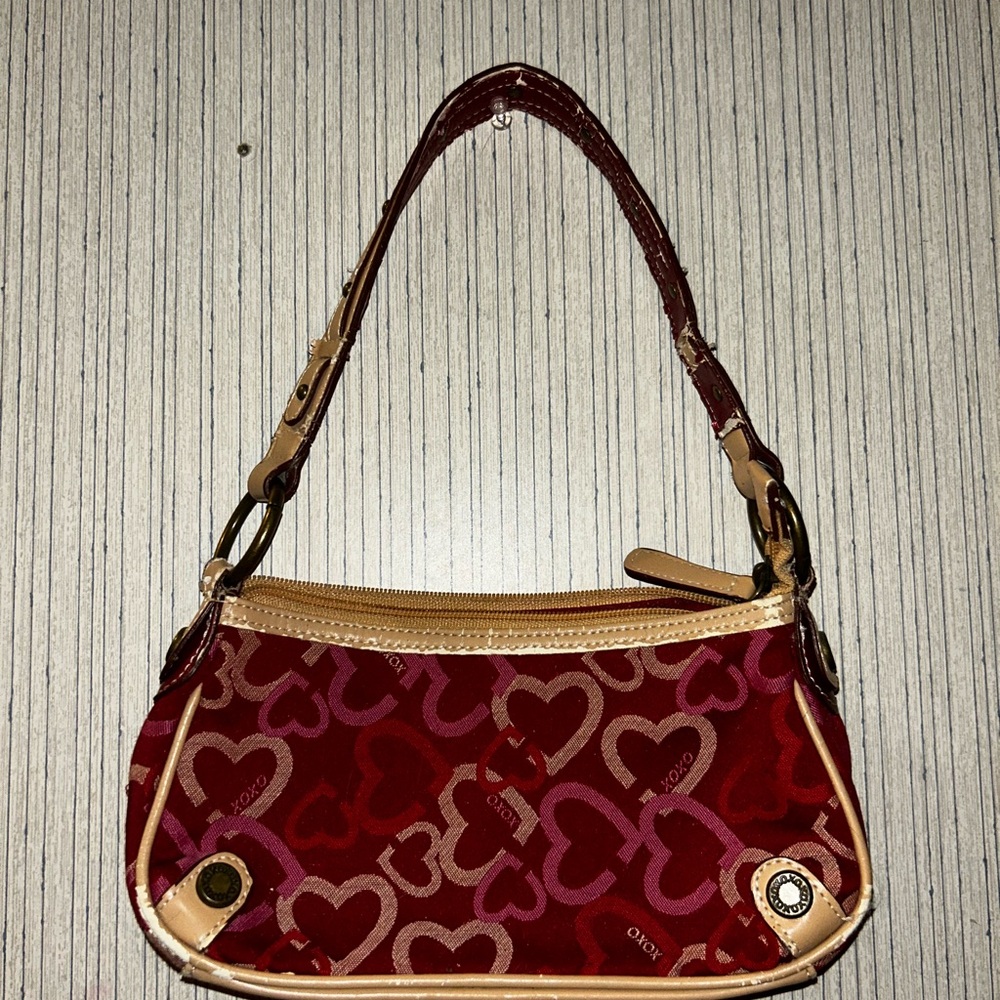 XOXO Burgundy and Beige Heart Shoulder Bag